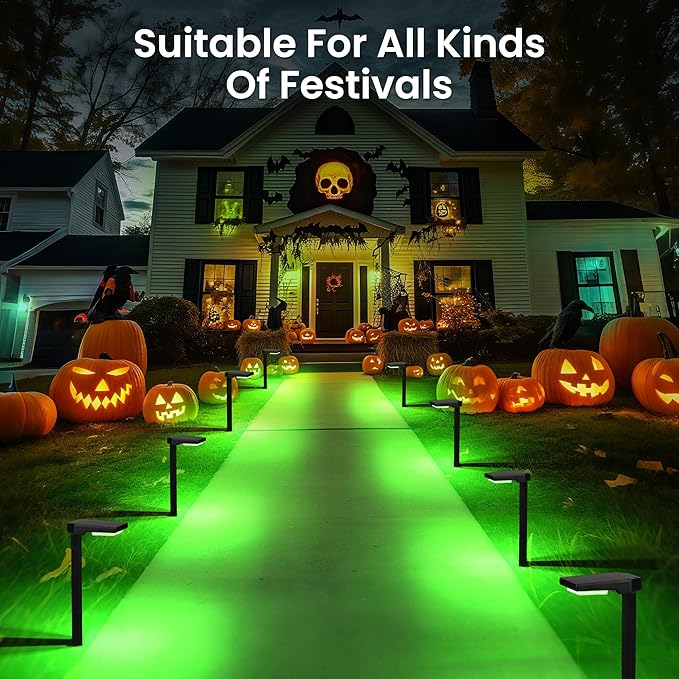 Solar Lights Outdoor, 6Pack Smart Pathway Lights with Color Changing &Sync, 9Modes (Warm/Cool White,RGB) for Driveway,Walkway,Garden,Yard,Fence,Patio,Lawn,Step Waterproof