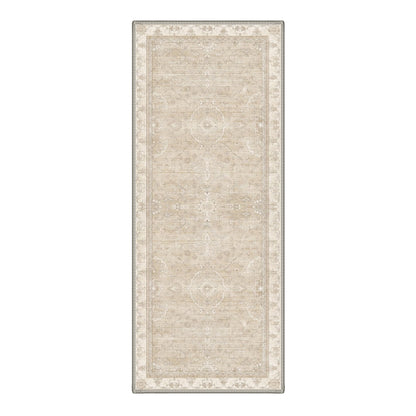 GENIMO 2X5 Hallway Runner Rug, Machine Washable Non Slip Boho Vintage Rustic Rugs, Low Pile Soft Stain Resistant Rug for Entryway, Kitchen, Warm Beige