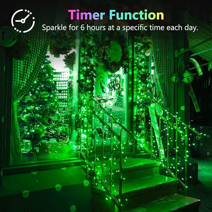 4 Pack 20FT 60LED Halloween Battery Operated Fairy Lights with Timer, Waterproof Battery String Lights Outdoor Indoor, Battery Twinkle Lights for Bedroom Wedding Birthday Party Christmas (Green)