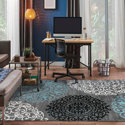Rugshop Contemporary Modern Floral Carpet Alfombras Perfect for high Traffic Areas of Your Living Room,Bedroom,Home Office,Kitchen Area Rug 5'3" x 7'3" Gray