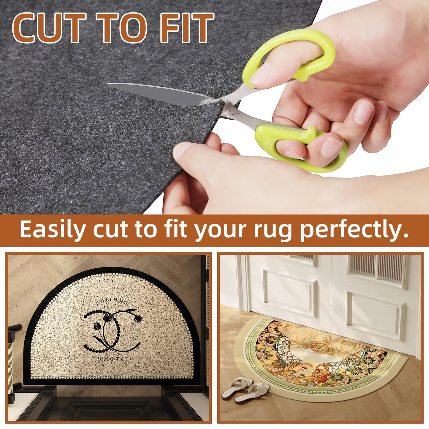 Waterproof Non-Slip Rug Pad, Round 6 Ft Carpet Pads for Large Area Rugs 1/8" Thick Felt Floor Protection Pad for All Floors and Finishes, Keep Rugs in Place and Provide Cushioning (6FT)