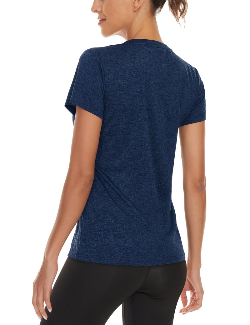 MAGCOMSEN 2 Pack Short Sleeve Workout Tops for Women V Neck Moisture Wicking Athletic Tee Fitted Gym Yoga T Shirts