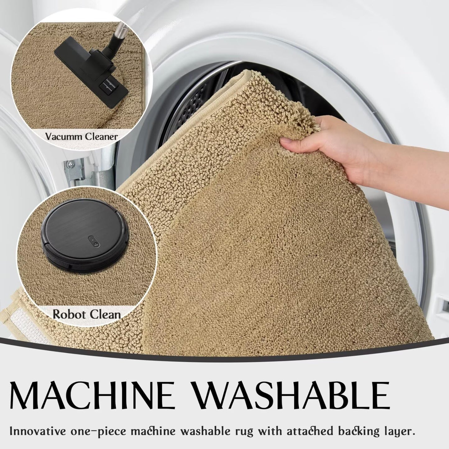 DEXDE Bathroom Runner 24"x60" - Ultra Soft Shaggy Long Bath Mat, Non-Slip Absorbent Plush Microfiber Rug for Bathroom Floor & Hallway, Machine Washable, Beige
