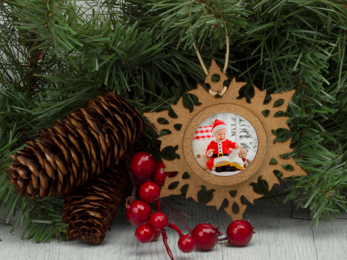 FINE PHOTO GIFTS Wood Snowflake 1.5" Photo Ornament - Pack of 100