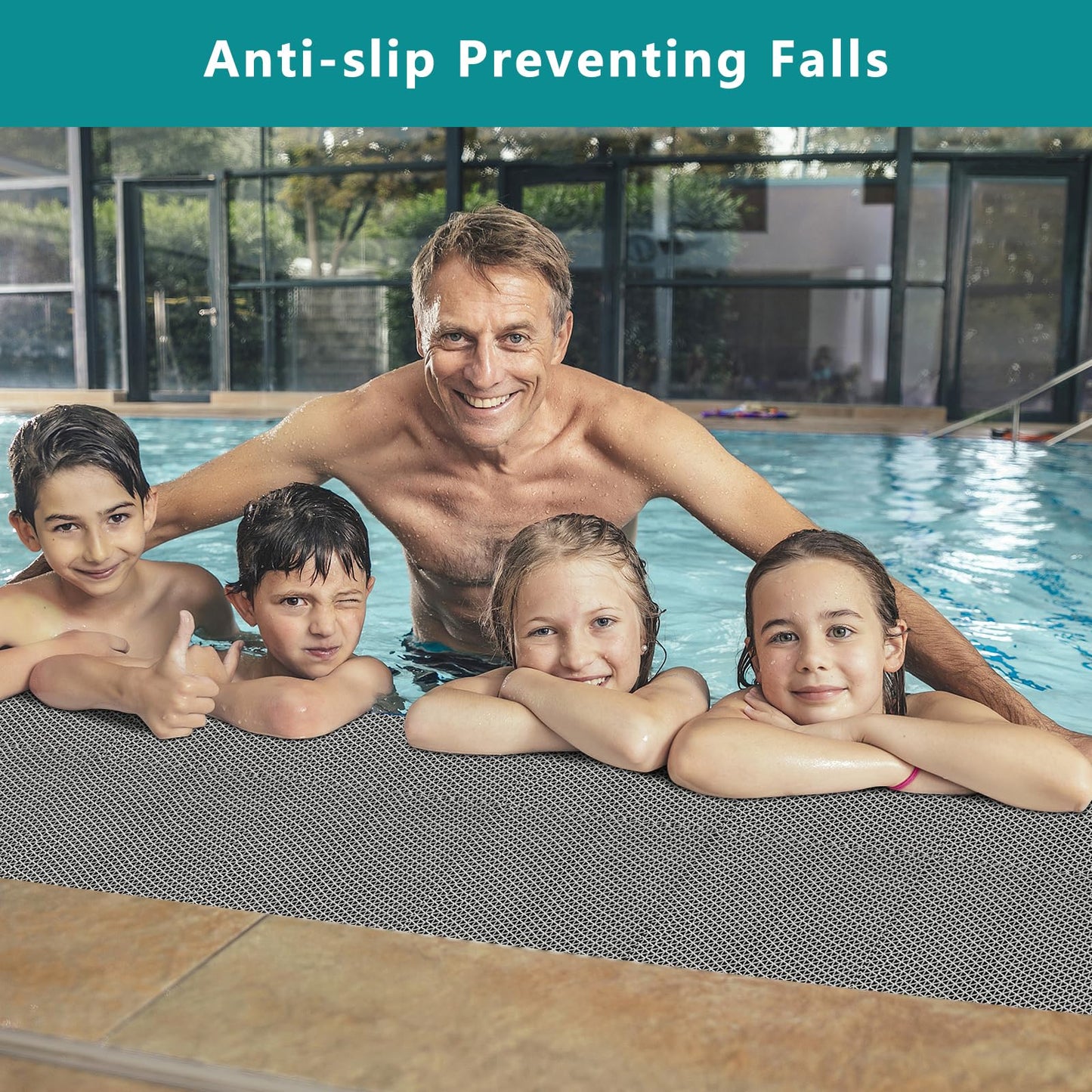 WochiTV Non Slip Drainage Mats PVC Pool Floor Mat 0.23'' Thick Outdoor Indoor Parking Space Mat for Bathroom Garage Basement Backyard Commercial Kitchen 3x3.3Ft, Grey