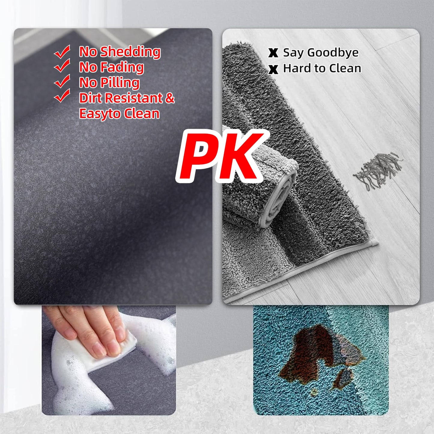 Mordem Diatomaceous Earth Bath Mat Super Absorbent Quick Dry Bath Mat, Bathroom Rugs Non Slip Washable, Thin Grey Bathroom Floor Mats-Shower Rug for in Front of Bathtub Shower, Easy Care, 15.7"x23.6"