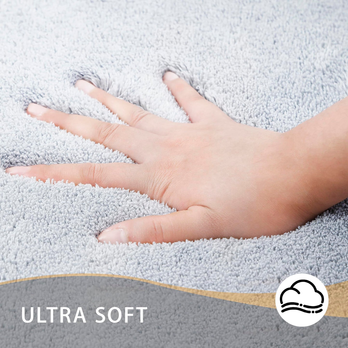 MINIDEAR Bathroom Rugs Sets 2 Piece - Thick Memory Foam Bath Mat, Ultra Soft, Plush Fluffy, Non-Slip, Quick Dry, Absorbent Washable Mat for Tub, Home Decor (24x17 & 32x20 Inch, Light Gray)