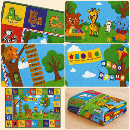Upgrade Ultra Non Slip ABC Rugs for Kids Playroom, 4x7 Washable Alphabet Floor Play Mat for Toddlers Baby, Educational Learning Baby Carpet with Animals for Nursery, Classroom & Bedroom, 48"x80"