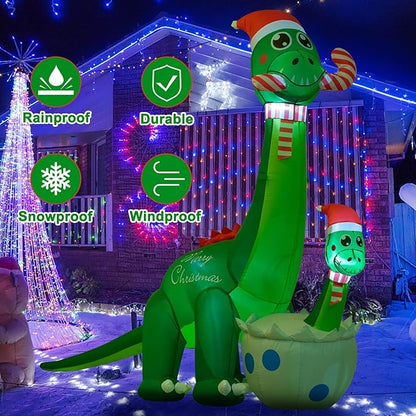 Onory 6 FT Christmas Inflatables Outdoor Decorations Inflatable Christmas Dinosaur and Dinosaur Baby with Build-in LEDs Blow up Holiday Decorations for Yard Garden Outdoor Indoor Decor