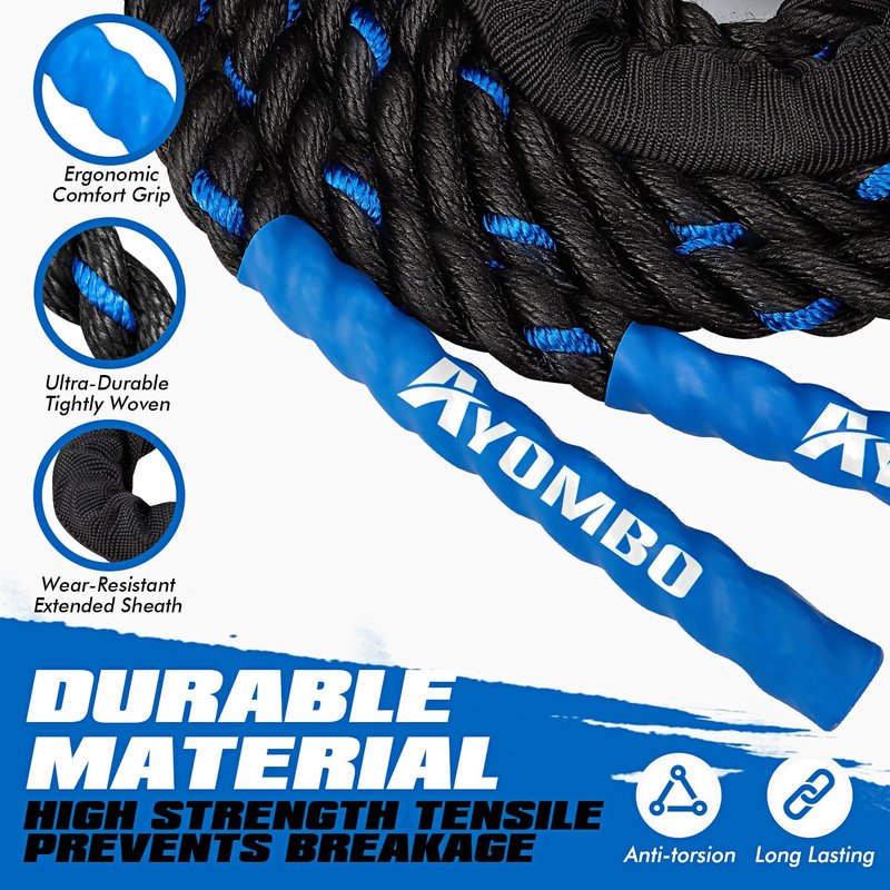 Ayombo Jump Rope, Home Gym Weighted Jump Rope, 1.5lb Heavy Jumprope for Men Women, Workout Equipment Accessories for Exercise,Improve Speed and Training Muscle, Full Body Exercise at Home
