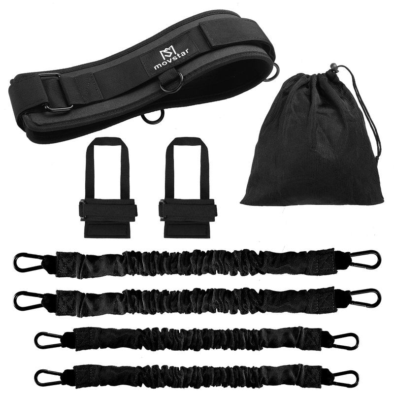 MOVSTAR Basketball Jump Trainer - Vertical Resistance Bands with Ankle/Waist Straps to Improve Leap Height - Portable Athletic Training Equipment