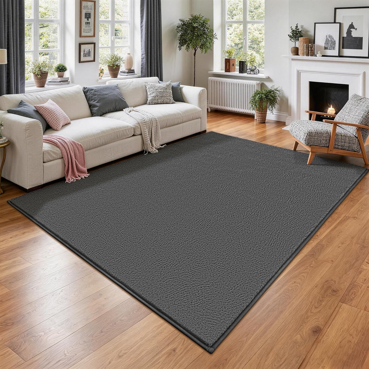 Vasofe Grey Soft Rugs for Bedroom, 3x5 Washable Non Slip Area Rug, Modern Indoor Memory Foam Thickened Carpets for Living Room Boys Girls Room Playroom Nursery 36x60 Inch Mat Home Decor
