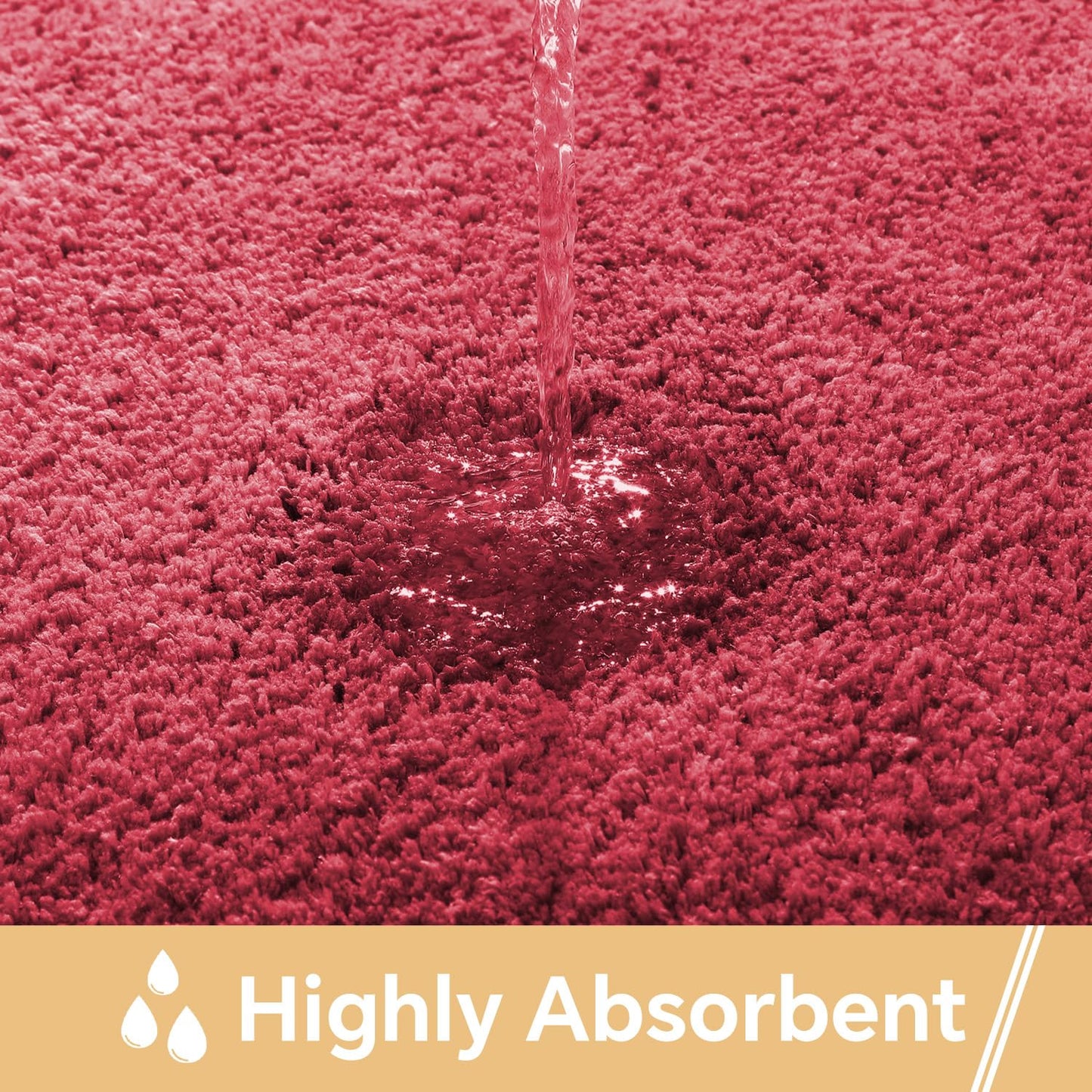 Kildoss Red Bathroom Rugs 17"x24" - High-Density Microfiber Bath Mat, Fluffy Non Slip Absorbent and Washable Bathroom Mat - Ideal for Small Spaces, Vanity, Toilet, or Pet Mat