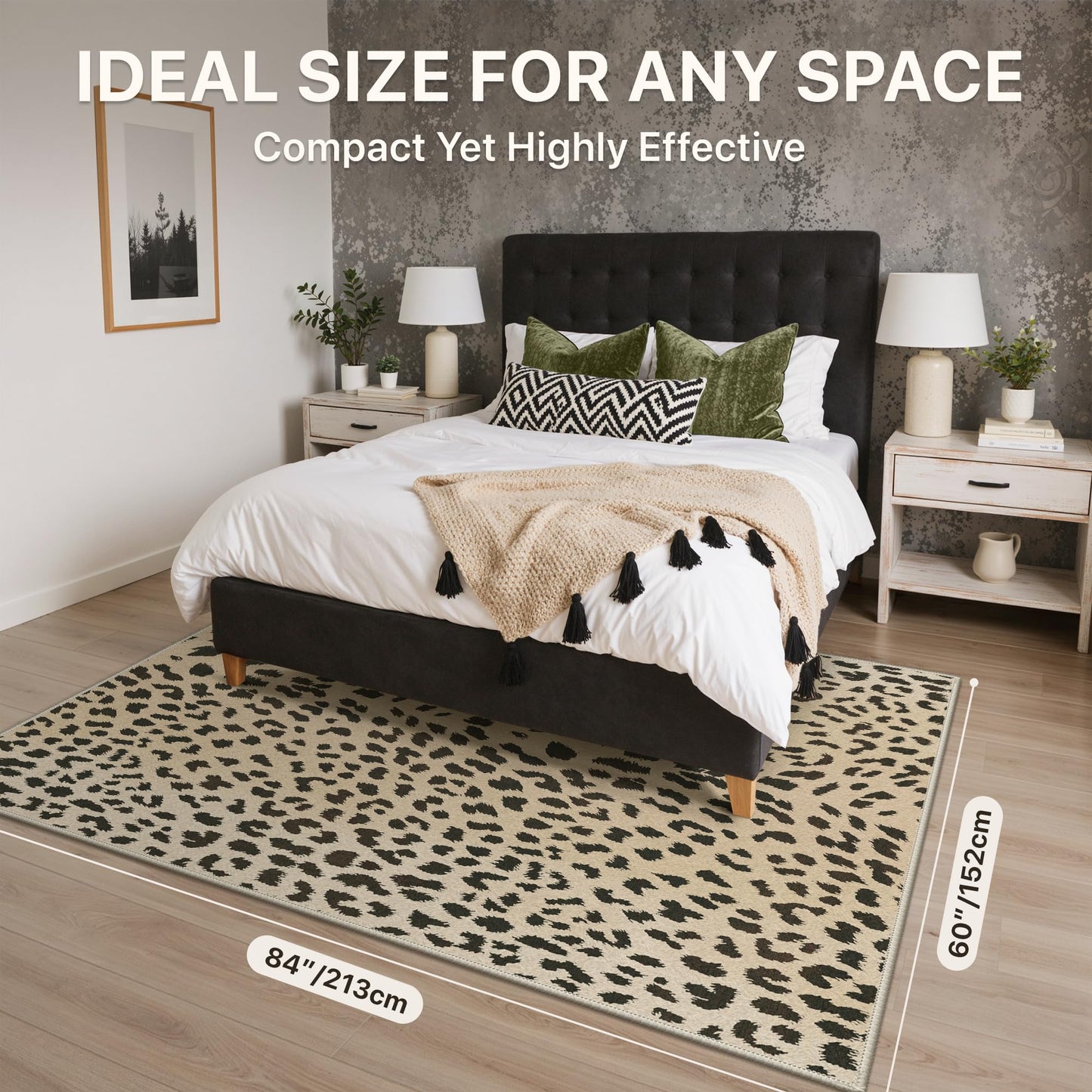 Bavni Leopard Rugs Cheetah Print Rug 5x7 Area Rugs Washable for Living Room Animal Rug Ultra-Thin Non Slip Cool Cute Girly Carpet Bedroom Dining Room Dorm Home Office, Light Brown