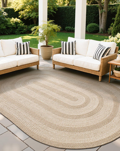 LUMI Jute Area Rug 5x8 Oval for Living Room, Natural Braided Woven Rugs Non Slip, Neutral Carpets No Shedding, Durable for High Traffic, Dining Room, Indoor, Outdoor, Patio