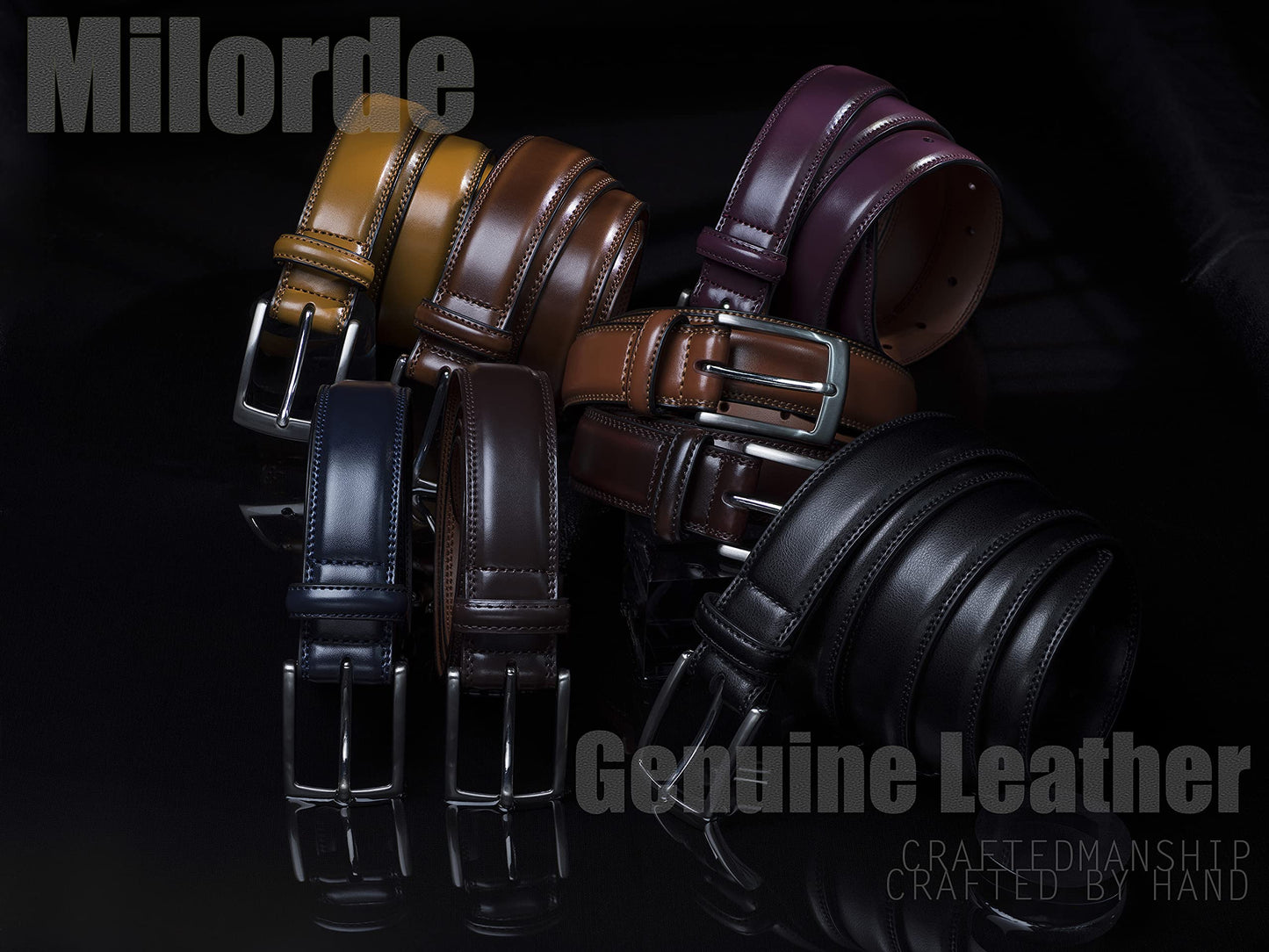 MILORDE Leather Belt for Men, Fashion & Classic Design for Dress and Causal (Size 34 (Waist 32), Mahogany)