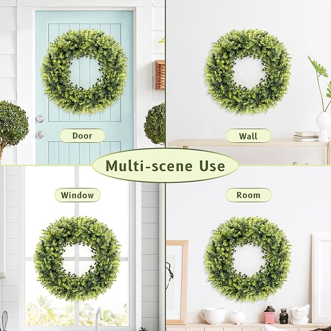 Christmas Boxwood Wreath Door Wreath 20In Large Christmas Door Wreaths for Front DoorWreath Winter Spring Summer Indoor OutdoorWreath Farmhouse Artificial Greenery Wreaths Home Decoraction