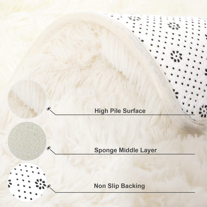 Foxmas Soft Fluffy Area Rugs for Bedroom Kids Room Plush Shaggy Nursery Rug Furry Throw Carpets for Boys Girls, College Dorm Fuzzy Rugs Living Room Home Decorate Rug, 2ft x 3ft, Cream