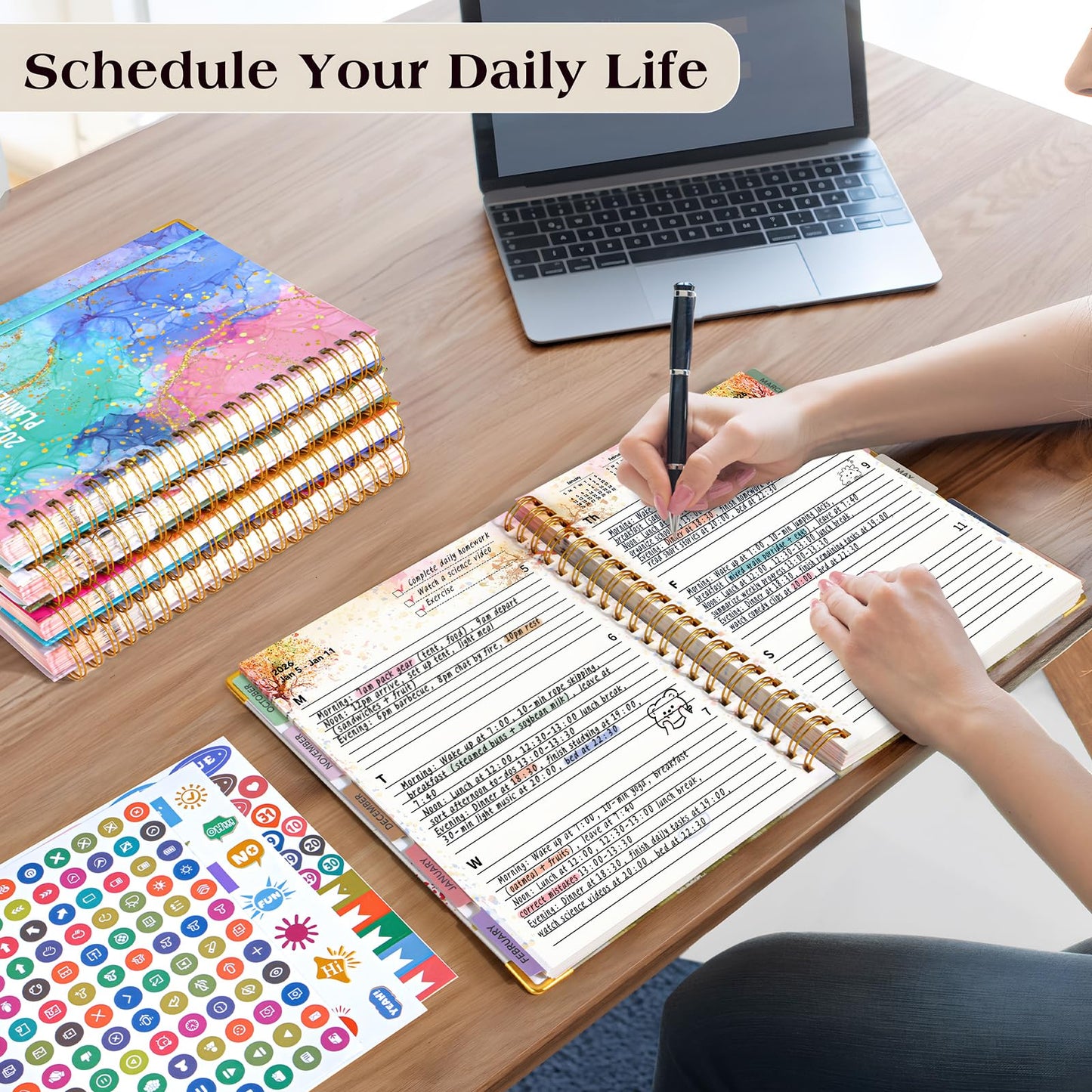 Planner 2026-2027, 18 Months Weekly and Monthly Daily Planner from January 2026 - June 2027, 8.5" x 11" A4 Large Hardcover Agenda Organizer Book 2026 with Tabs, Spiral Yearly Calendar Planners for School Work Home, Autumn Tree