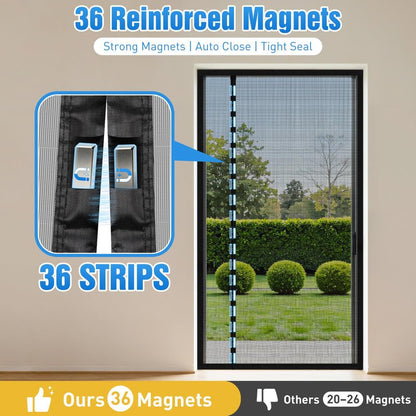 TasticTotes Magnetic Screen Door Mesh - Reversible Left & Right Opening with Magnetic Closure, Keep Buzz Out, Enjoy Fresh Air, Hands Free for Families & Pets (34" x 81", Fit Door Size 32" x 80")