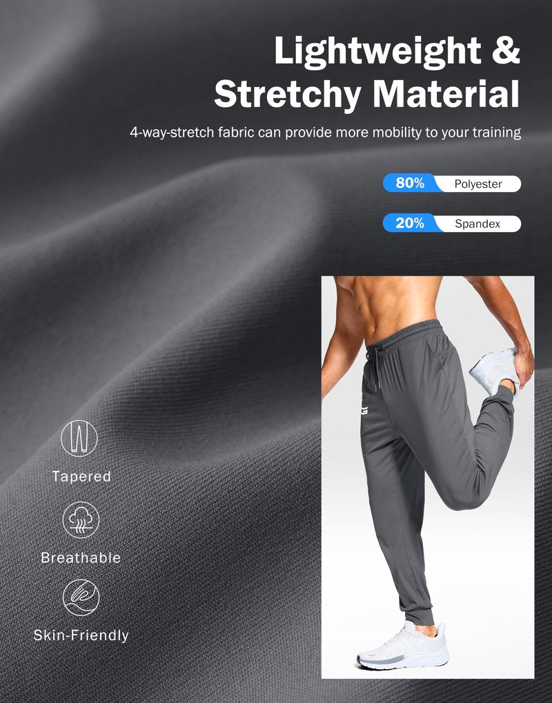 G Gradual Men's Joggers Lightweight Athletic Workout Pants with Pockets Stretch Track Running Sweatpants for Men Gym Sports,Graphite Grey,M