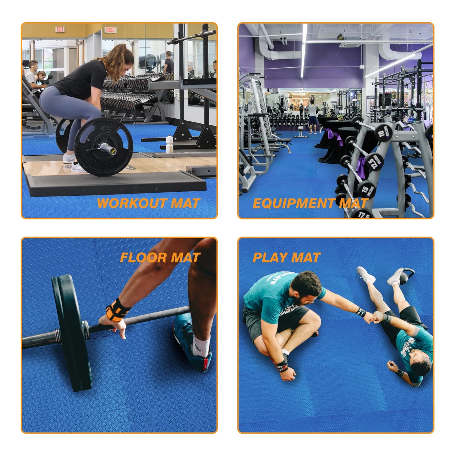 Mat Block Interlocking Foam Tiles Puzzle Mats for Floor 24 SQ FT, 1/2 inch, 6 Tiles, EVA Gym Mat Flooring Exercise Equipment Mat for Home Gym Equipment, Blue