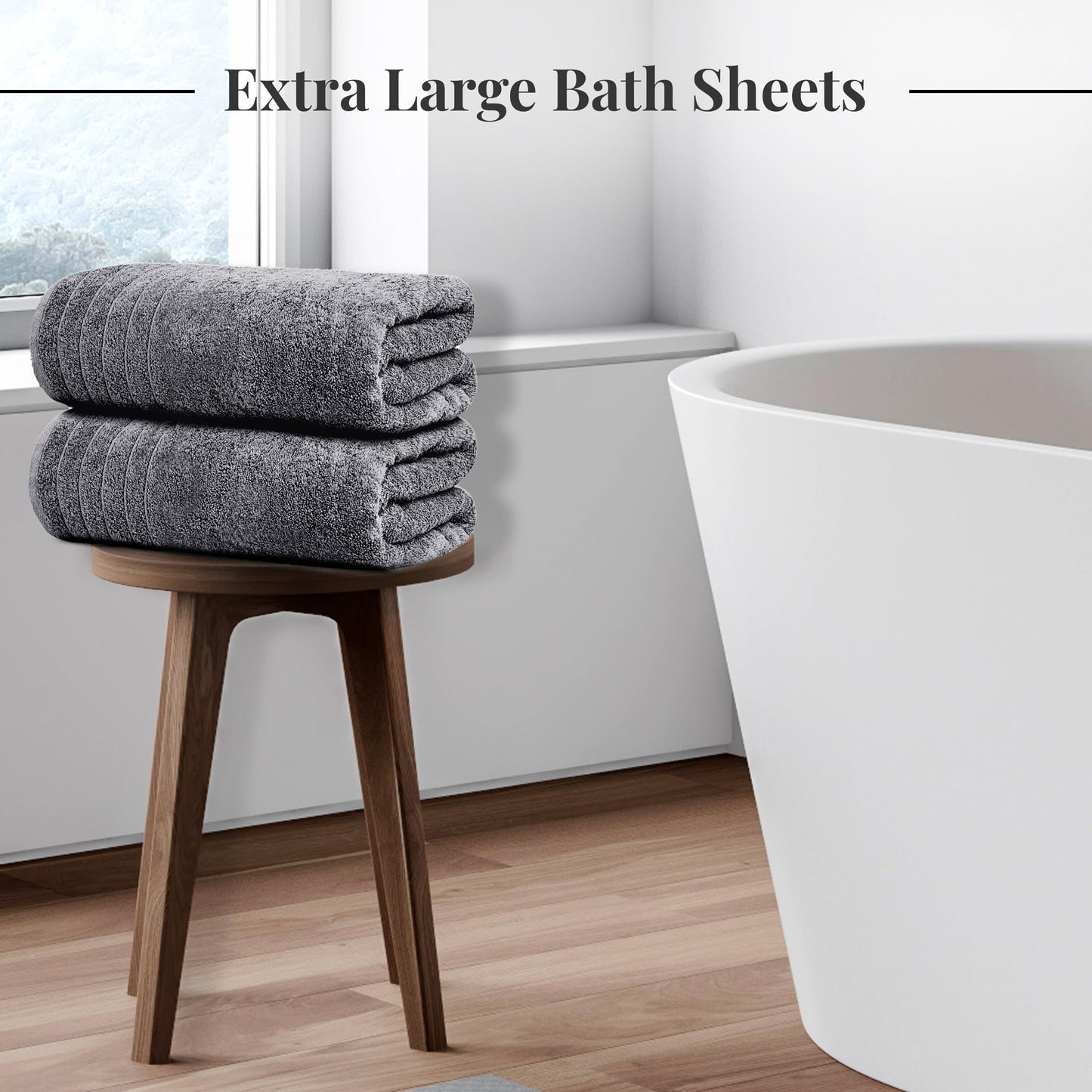 Tens Towels Pack of 2 Extra Large Bath Sheets 35 x 70 Inches, 100% Cotton, Larger & Lighter Weight, Quicker to Dry, Super Soft & Absorbent, Oversized Bath Towels, Dark Grey