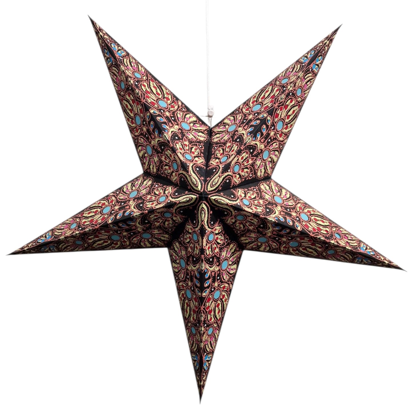 YEPSIO Lantern Lampshade Paper Star Light Shades Large 60cm Hanging Decorations for Christmas Wedding Home Decoration Birthday Party Foldable 5 Pointed Star (Black, Rust, Blue)