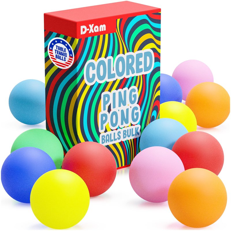 D-Xam 30 Pcs Colored Ping Pong Balls 40mm Table Tennis Ball, Plastic Ping Pong Balls for Games, Arts, Party, Pet Toys, DIY Activities