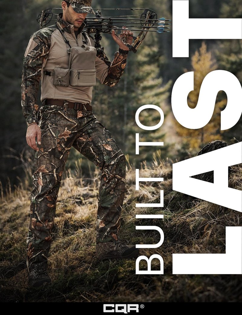 CQR Men's Tactical Pants, Water Resistant Ripstop Cargo Pants, Lightweight EDC Work Hiking Pants, Outdoor Apparel, Duratex Mag Pocket Print Hunting Camo, 30W x 30L