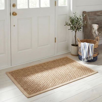SAFAVIEH Area Rug 2x3 - Natural Fiber Collection - Natural & Beige, Seagrass, Basketweave Pattern with Border (NF114A)