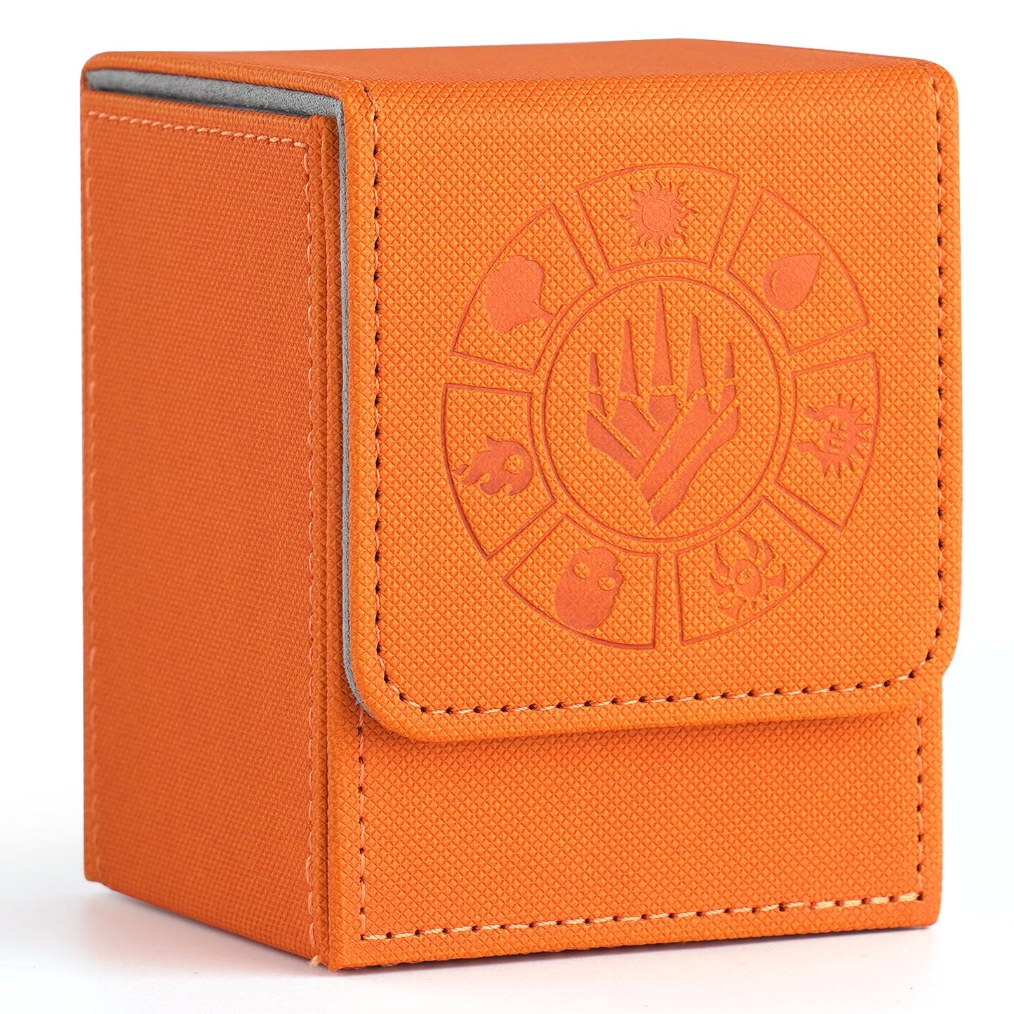 Arkeiliy Card Deck Box, 110+ Storage MTG Deck Box with 50 Pcs Card Sleeve, Collectible Trading Card Cases for Magic Commander and More (Orange)