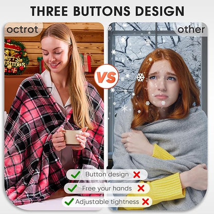 Pink Heated Blanket Electric Throw, 50X60, Heating Throw with 10 Levels & 8 Hours Auto Off, Plaid Checkered Sherpa Blanket Warmer Gifts for Women Mom Trendy Teen Girl, Home Decor for Living Room