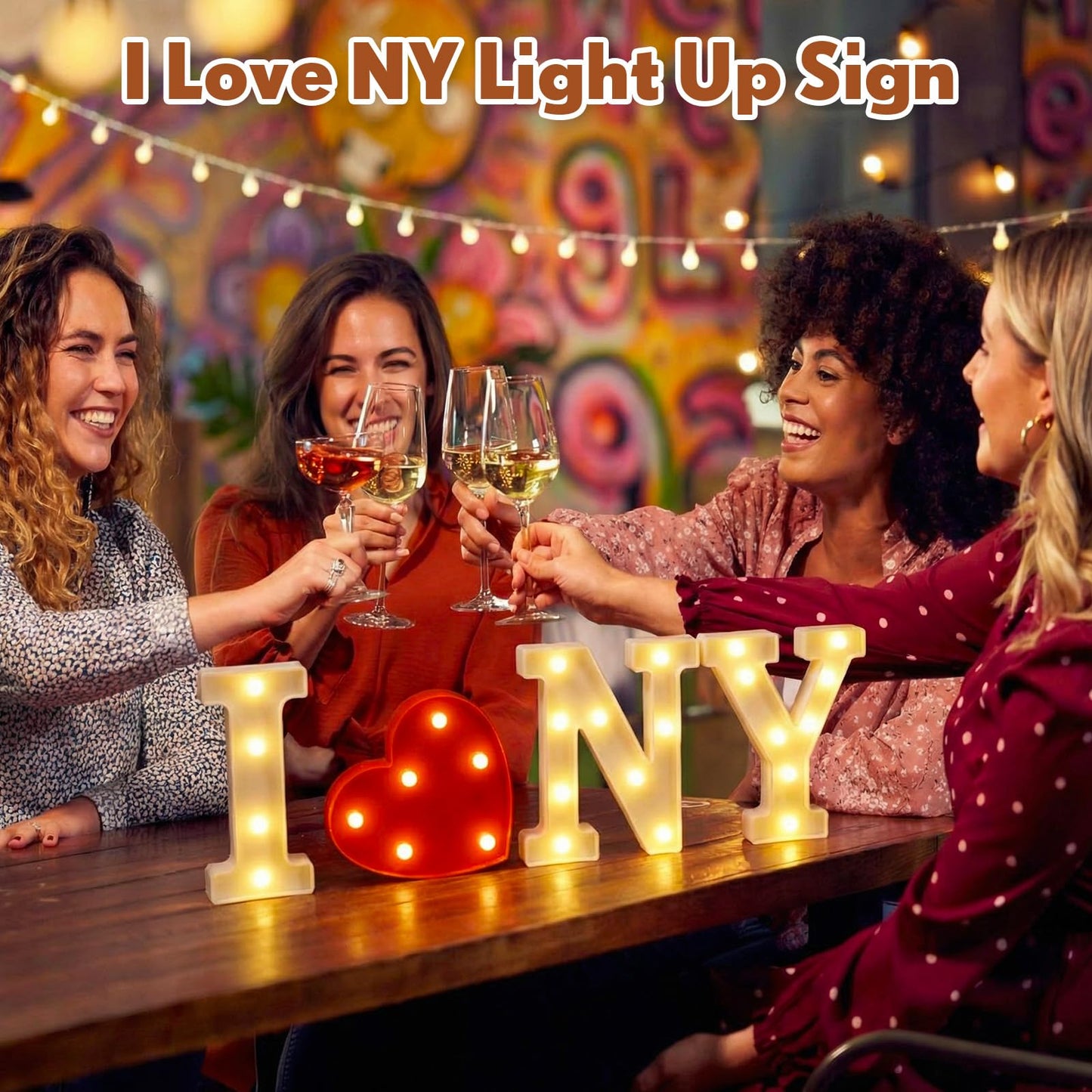 Ganeen New York Party Decorations I Love Ny Light up Letters LED Letters Sign for Nyc Theme Party Birthday Home Tabletop Decor Christmas Supplies Xmas Gift
