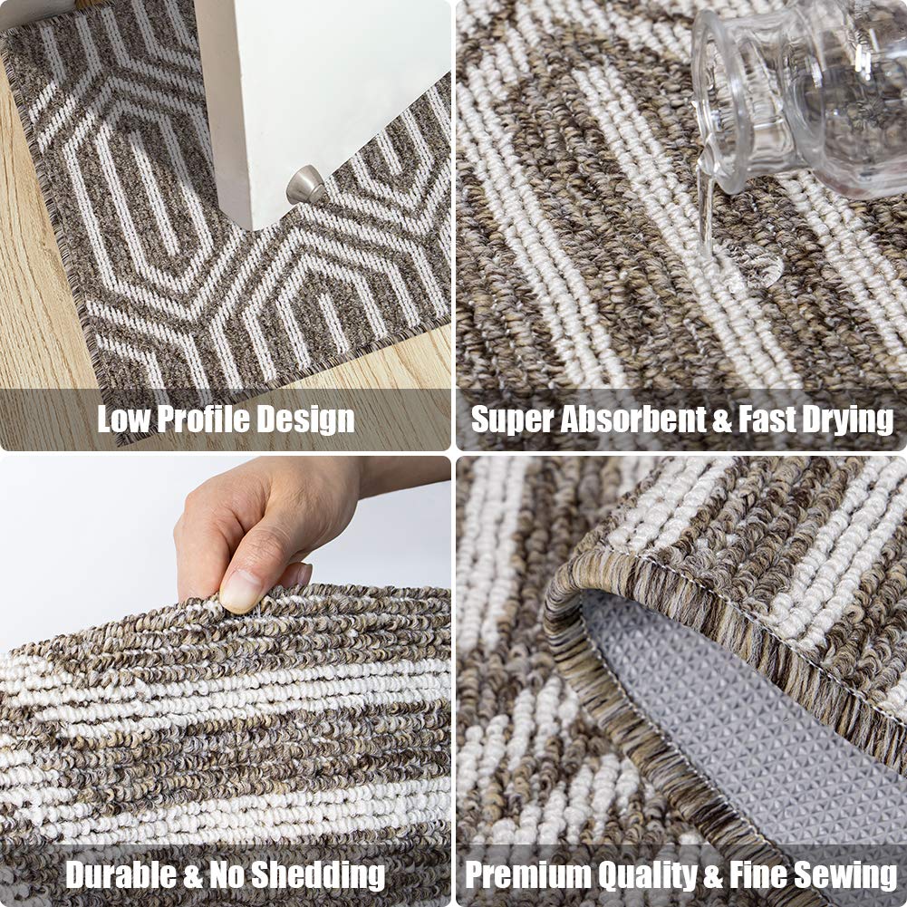 Indoor Doormat 24"x 36", Absorbent Front Back Door Mat Floor Mats, Rubber Backing Non Slip Door Mats Inside Mud Dirt Trapper Entrance Door Rug Carpet, Machine Washable Low Profile-Brown Time Cloister