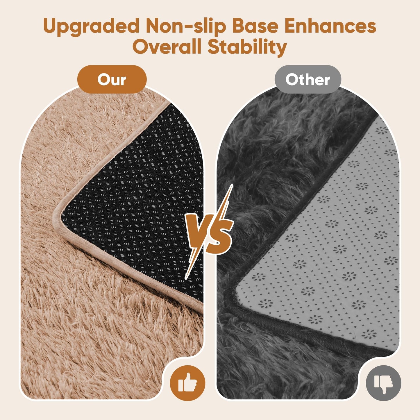 Area Rug for Living Room Bedroom: 4x6 Camel Soft Fluffy Shag Upgrade Non-Slip High Pile Carpet Large Fuzzy Plush Indoor Floor Decor Shaggy Rug for Kid Boys Girls Dorms Playroom Nursery Modern Home