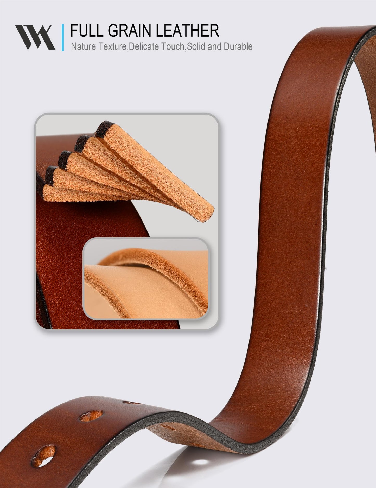 WOLFANT Full Grain Leather Belt for Women,1.1" Ladies Casual leather Jean Belt with Vintage Circle buckle in Gift Box