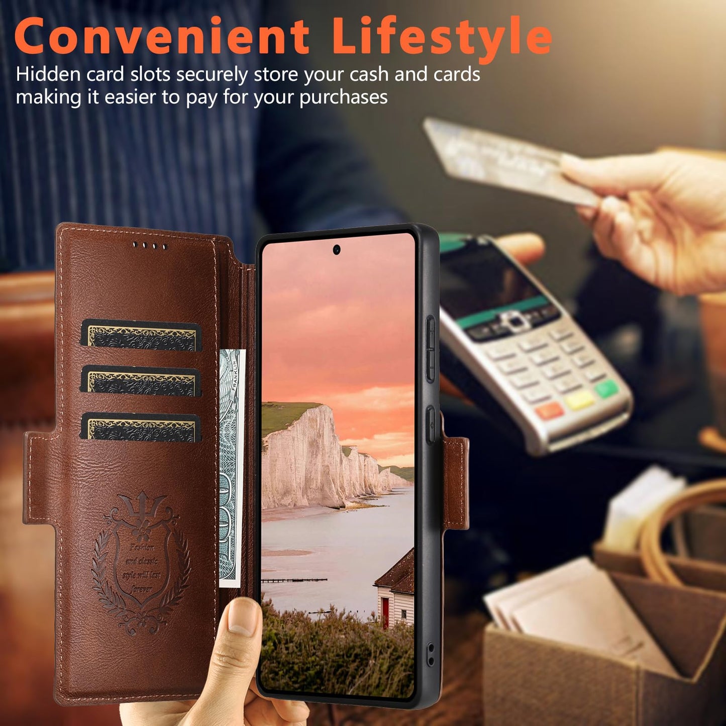 SINIANL for Samsung Galaxy S26 Ultra Leather Wallet Case Compatible with MagSafe Wireless Charging, Detachable Leather Cover with Card Slots Holder, Kickstand, Magnetic for Galaxy S26 Ultra Brown