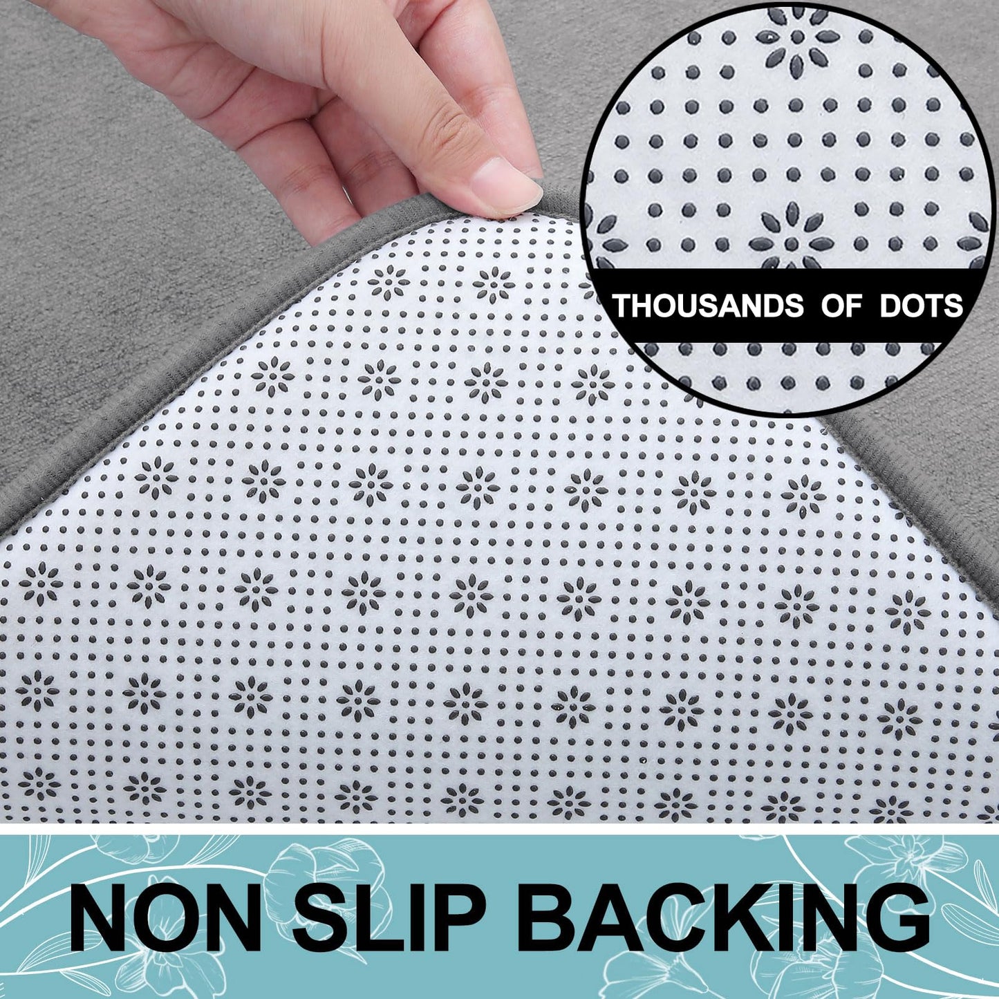 Smiry Memory Foam Bath Mat 47x17, Grey
