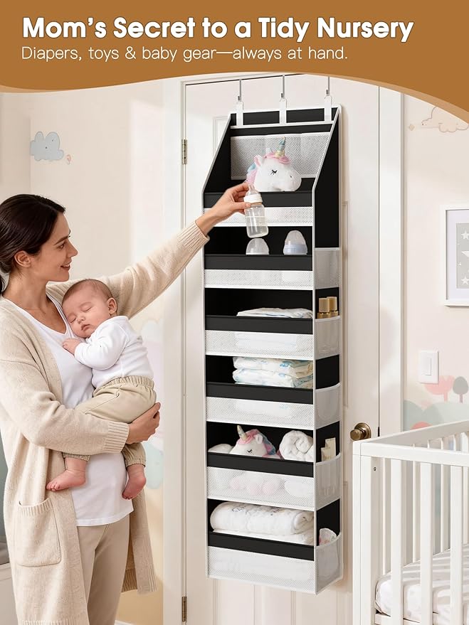 Criusia Over the Door Organizer, Heavy-Duty 6-Shelf Hanging Storage