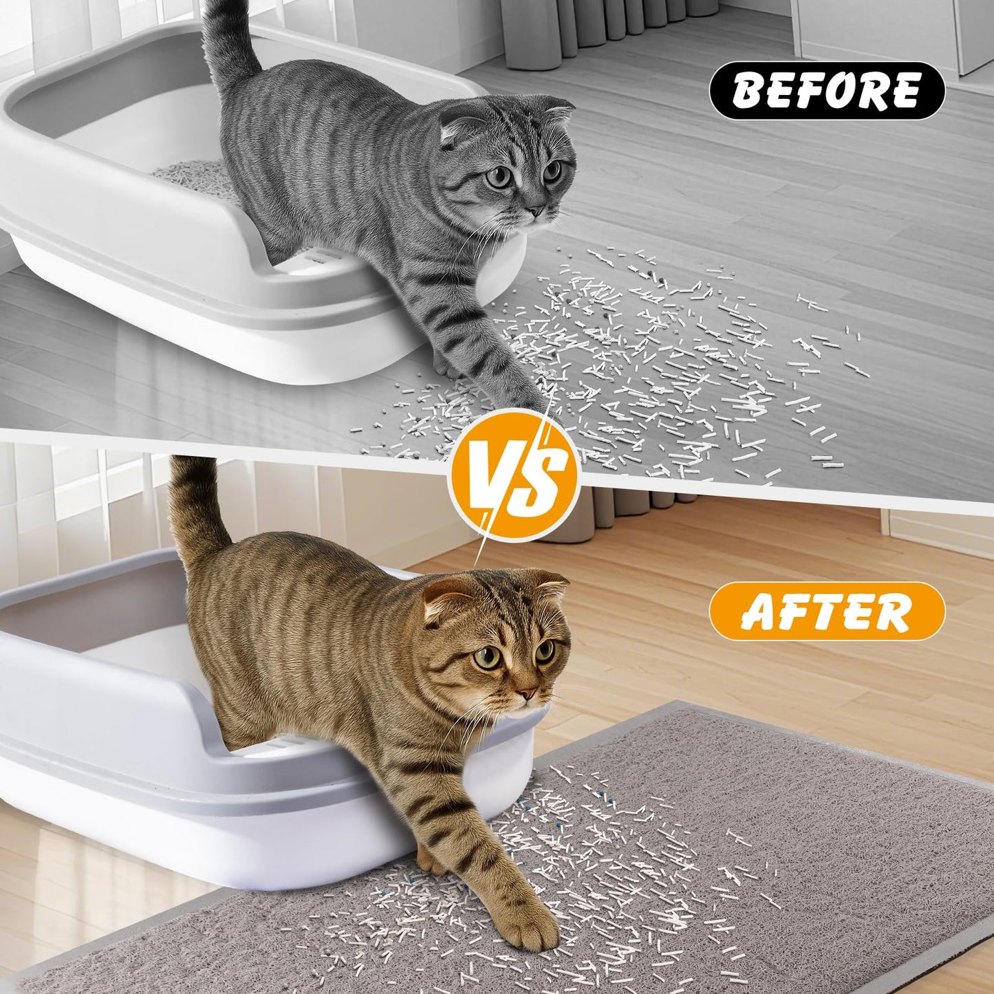 ondware Cat Litter Mat, 20x15 in Litters Box Mat Waterproof Non-Slip Easy to Clean Washable Trapping Mat for Kitty(Gray)