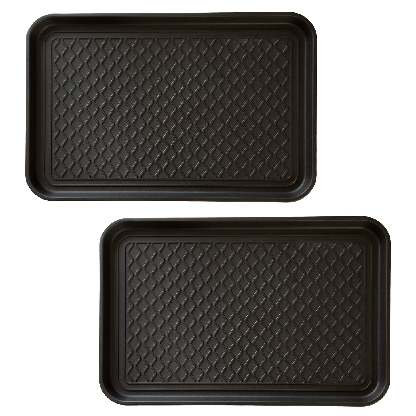 All-Weather Indoor/Outdoor Mat for Boots - Weather-Resistant Hard Plastic Shoe and Boot Tray with Raised Edge by Stalwart (Black, MEDIUM)