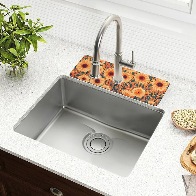 Kitchen Sink Splash Guard 2 PCS 14.7 Inch Sink Faucet Mat Splash Guard