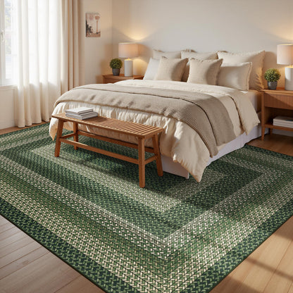 Ileading Faux Braided Area Rug 6'x9' Washable Farmhouse, No-Shed Non-Slip Woven Carpet, Pet Friendly Stain Resistant Jute Style Rug for Living Room Dining Bedroom Office