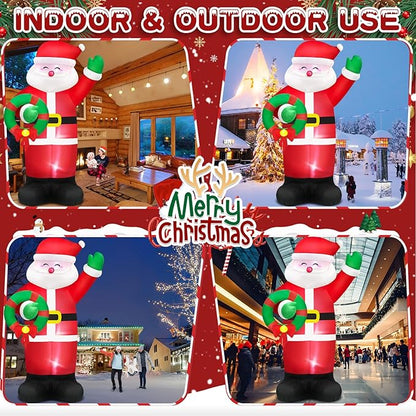 Danxilu 14FT Giant Christmas Inflatables Santa Claus with Wreath Built-in LED Lights, Blow Up Inflatable Christmas Decorations Outdoor for Yard Patio Garden Xmas Party Lawn Holiday Decor