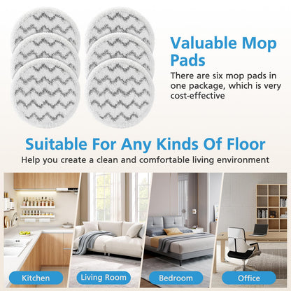 6 Pack 3897A / 3712 Rotating Steam Mop Pads Replacement for Bissell SpinWave SmartSteam Scrubbing Steam Mop Cleaner 【Models 3897A/3712 ONLY】, Washable Reuseable Refill Pads