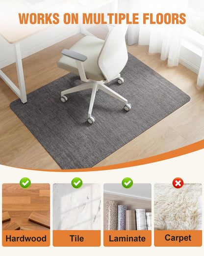 Carvapet Office Chair Mat for Hardwood Floor, 36x48 Inch Heavy Duty Floor Protector, Non Slip Desk Chair Mat for Rolling Computer Gaming Chairs, Easy to Clean Dark Grey