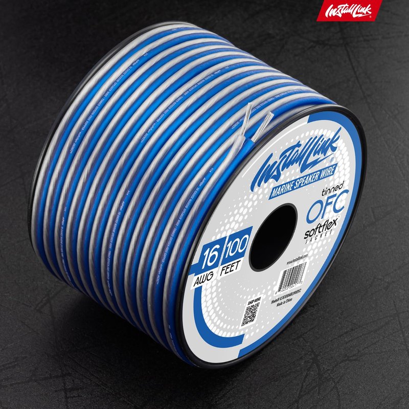 Install Link 16 AWG Gauge (Tinned OFC) Marine Speaker Wire Cable (100 Feet)