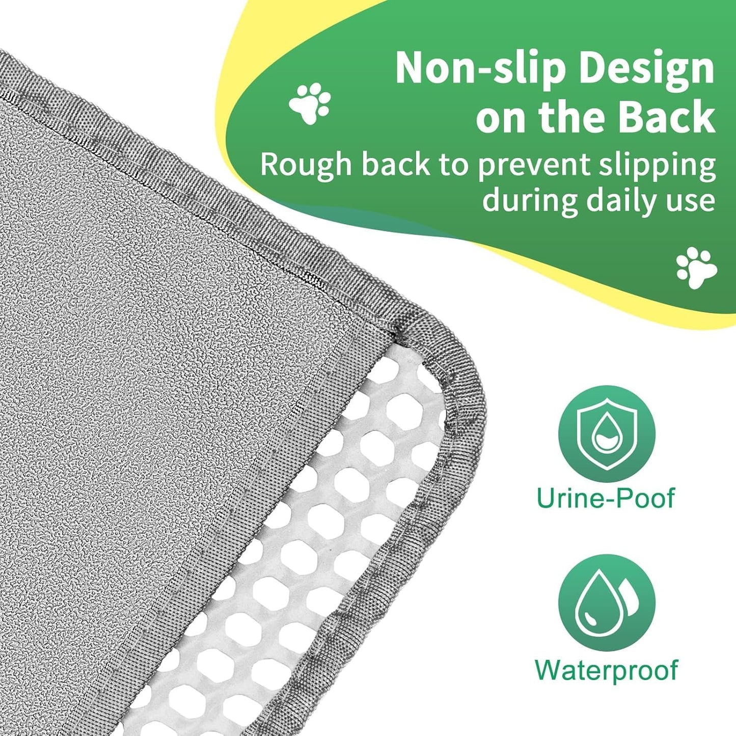 GRELY Cat Litter Mat, 25x16 Inches Litter Box Mat, 2 Layer Litter Trapping Mat for Indoor Cats, Litter Catcher Mats Non-Slip Waterproof Urine Proof Collapsible