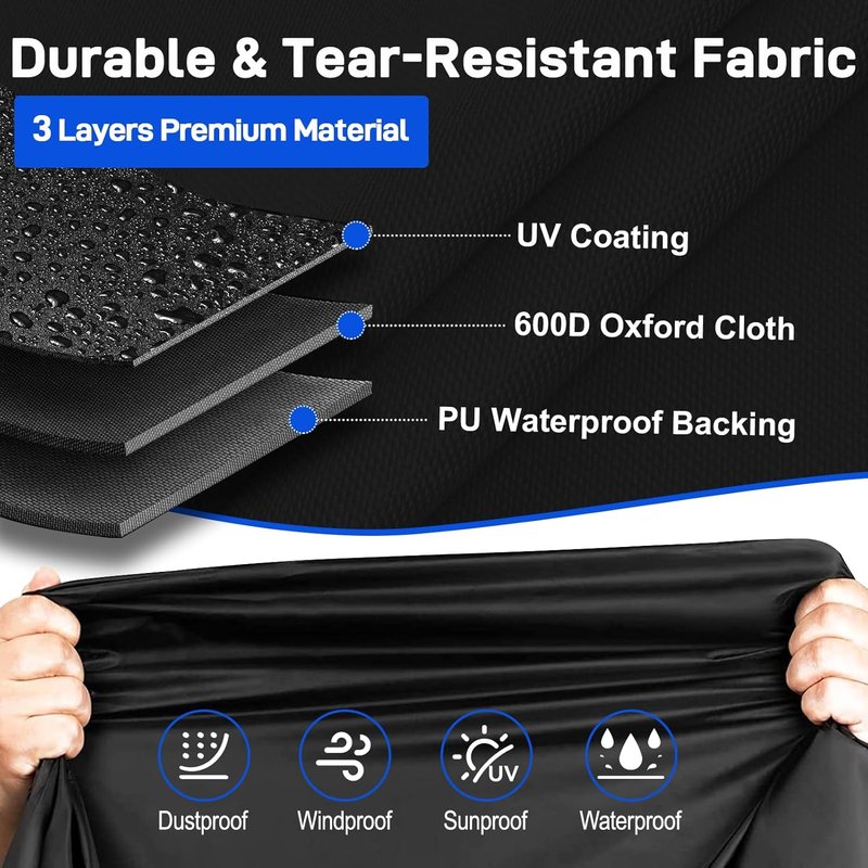 Bass Boat Covers | 600D Heavy Duty Waterproof Cover for 17-19ft V-Hull & Fishing Boats - Includes Motor Cover